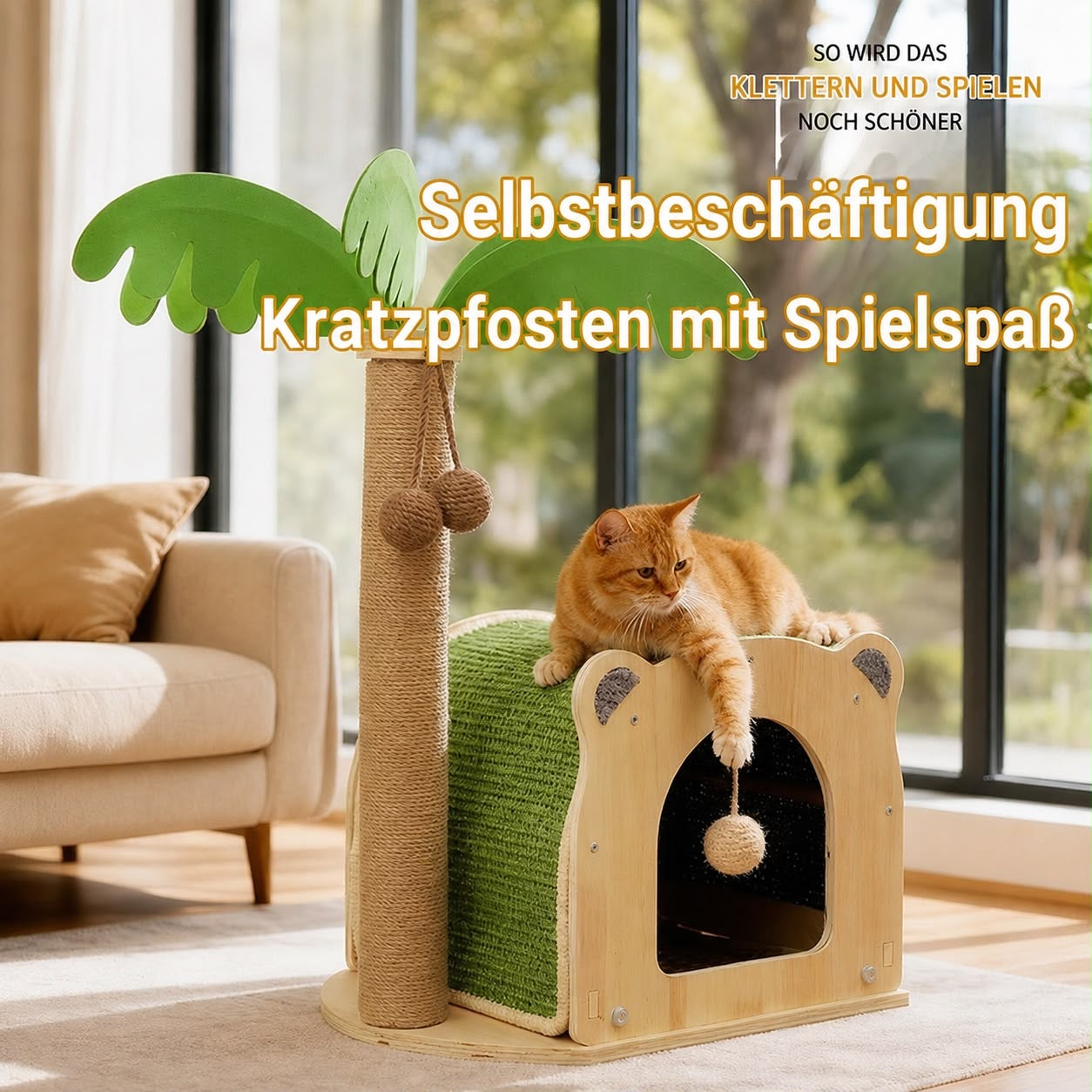 Palmenoase – Kratzbaum mit Katzenhöhle