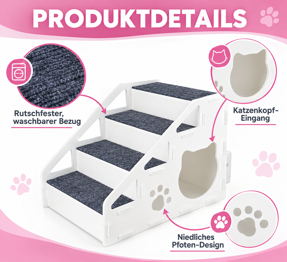 Hundetreppe mit Höhle für Katzen & kleine Hunde