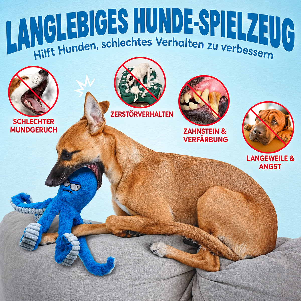 Robustes Oktopus Hundespielzeug