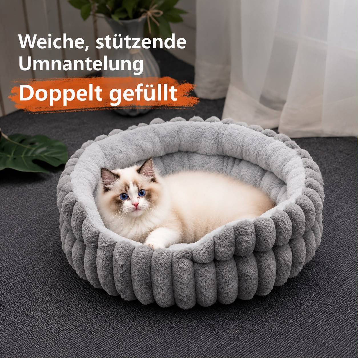 Flauschiges Katzenbett