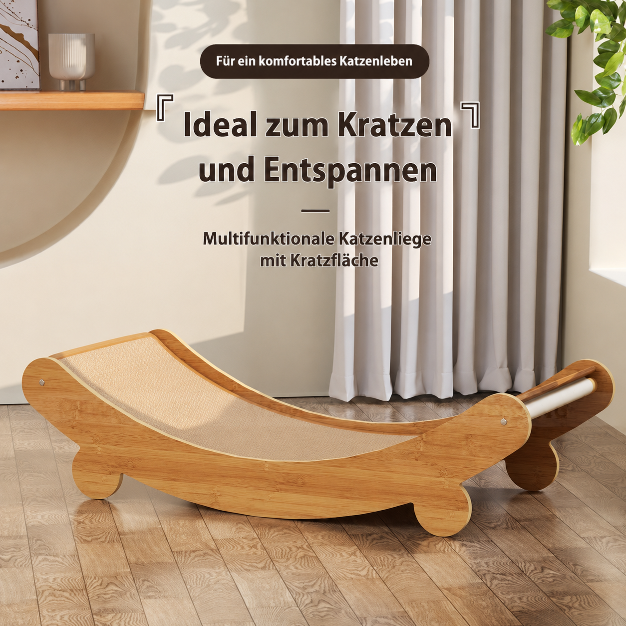 Premium Katzenliege mit Sisal-Kratzmatte